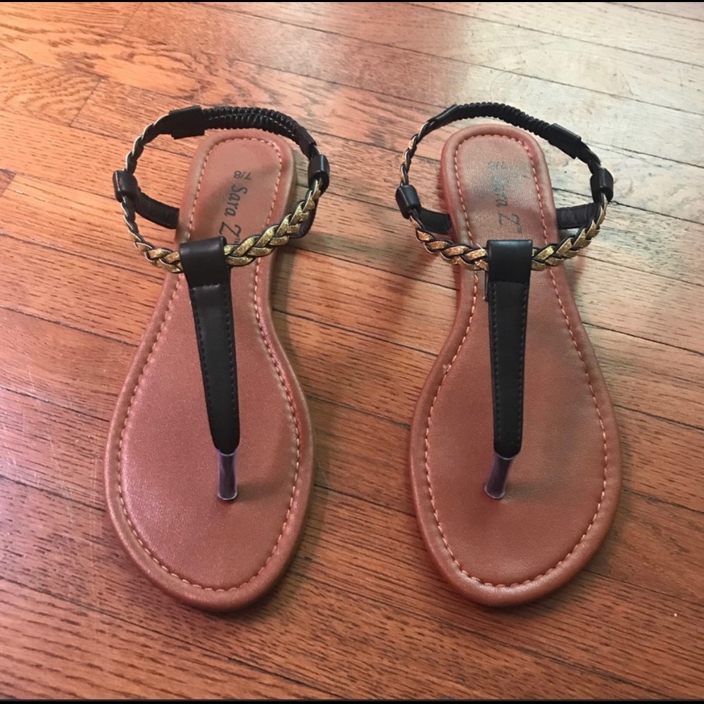 Black & Gold Braided Sandals